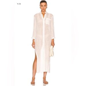 ENZA COSTA Bracelet Sleeve Linen Shirtdress Cover Up Button Down Size Small $295